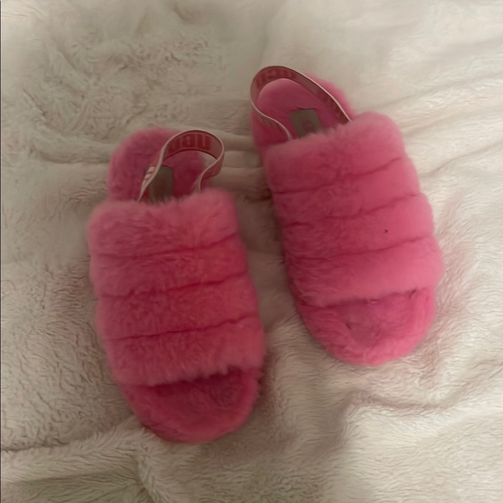 UGG Pink Fluffy Slippers
